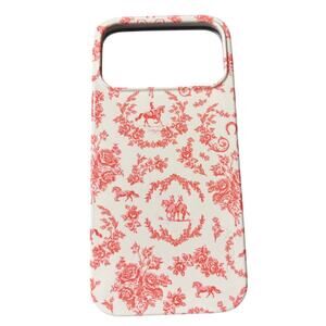 Stylish White & Coral Floral Print Phone Case